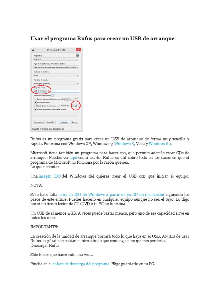 Usar El Programa Rufus para Crear Un USB de Arranque | PDF | Ventana ...