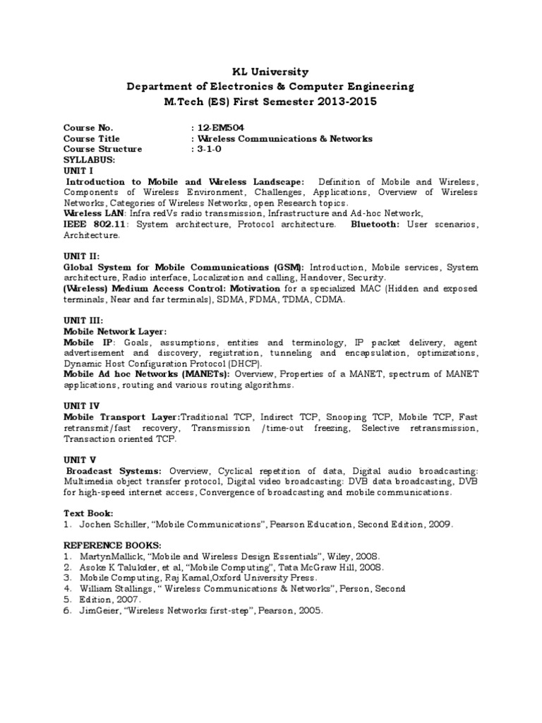 KL University Department of Electronics & Computer Engineering M.Tech ...