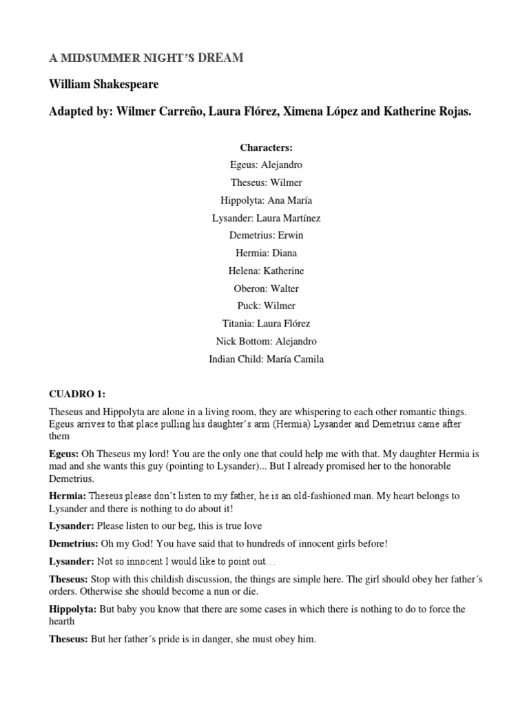 A Midsummer Night's Dream Adaptation | PDF | A Midsummer Night's Dream ...