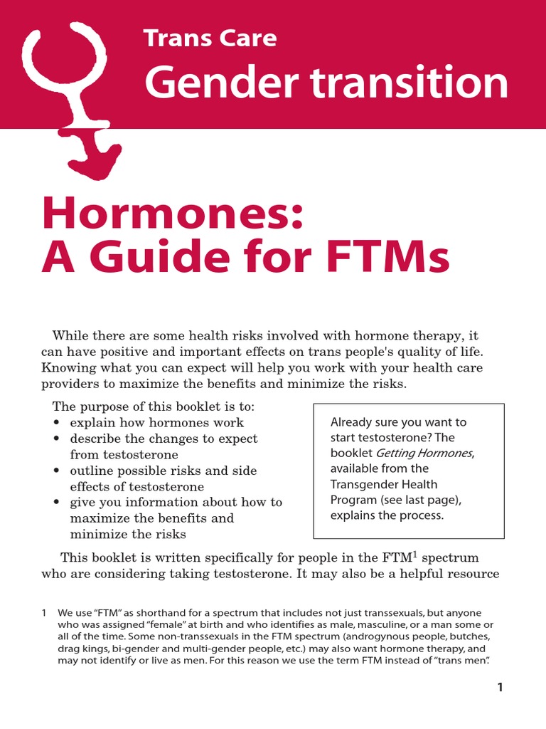 Hormones FTM Guide Gender Care Canada Testosterone Transgender