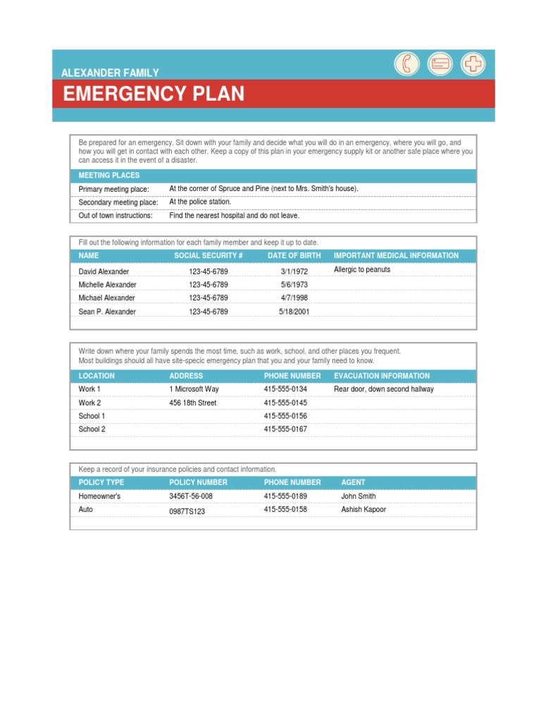 Family Emergency Plan PDF Emergency Management Disaster And Accident