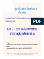 Cap 7 - Distribuições Amostrais e Estimação de Parâmetros