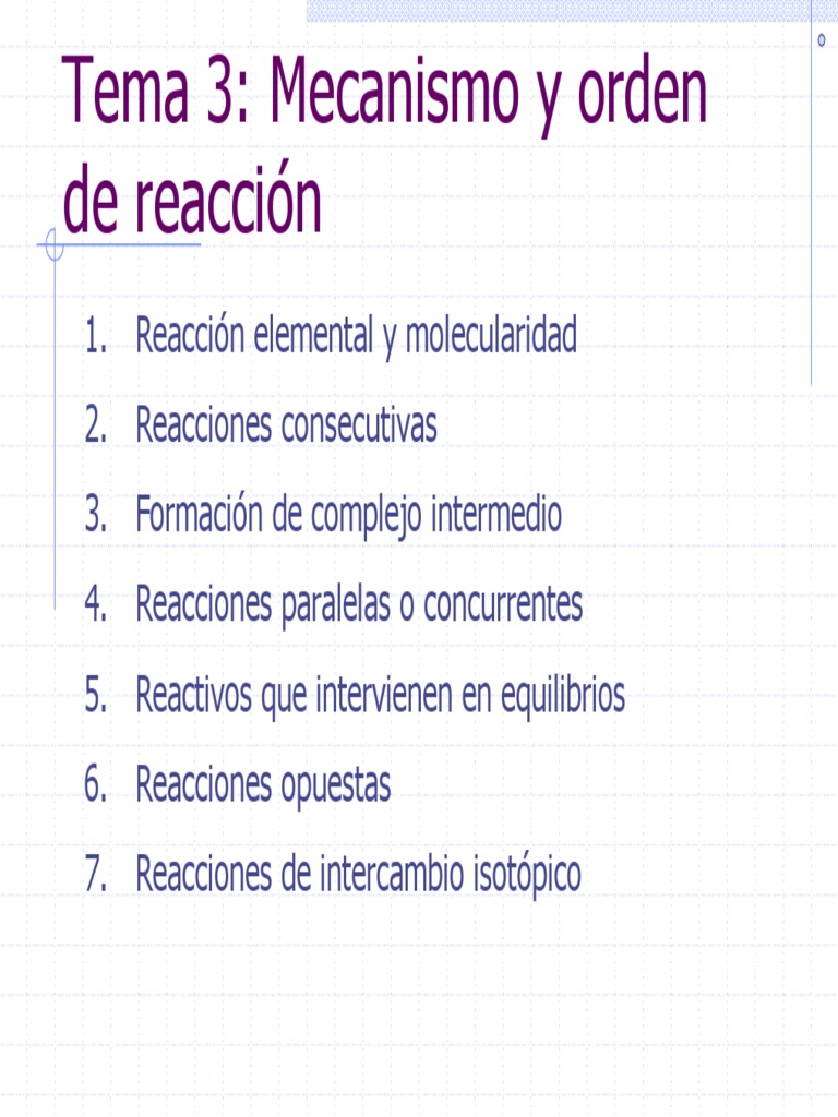 Mecanismo de Reaccion Procesos unitarios Reacciones químicas