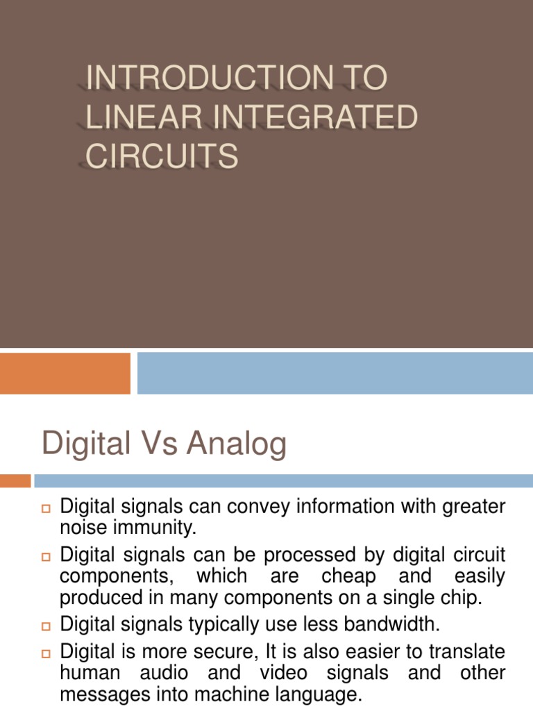 Linear Integrated Circuits Intro PDF Analog To Digital Converter