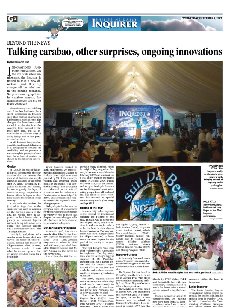 INQUIRER Innovations and Milestones | PDF | Philippines | Newspaper And ...