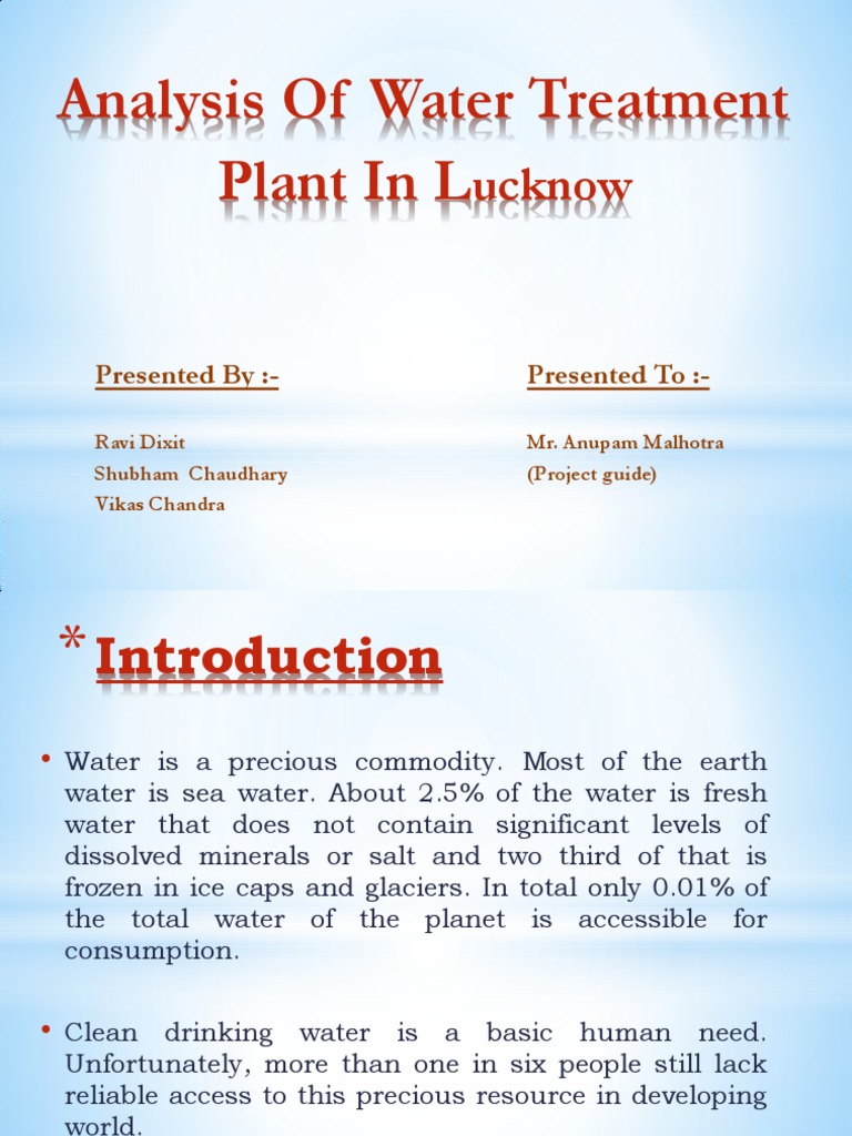 Analysis of Water Treatment PDF Water Resources Water Purification