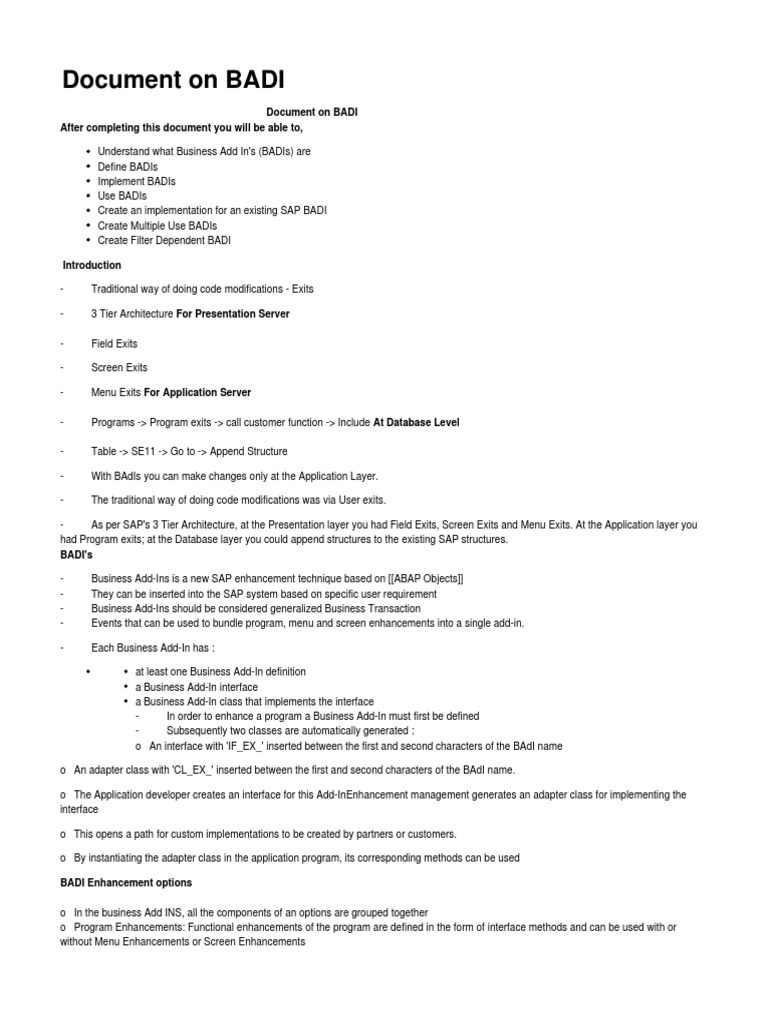 Implementing BADIs in SAP ABAP | PDF | Method (Computer Programming ...