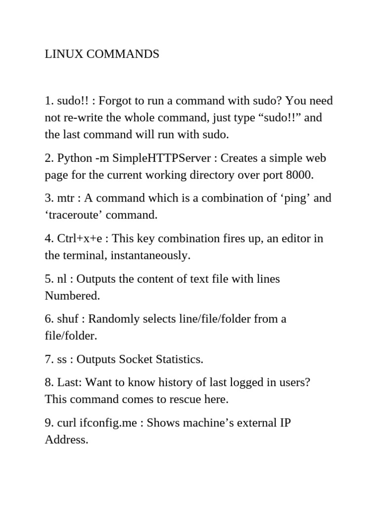 Linux Commands | PDF | Teaching Methods & Materials | Technology ...