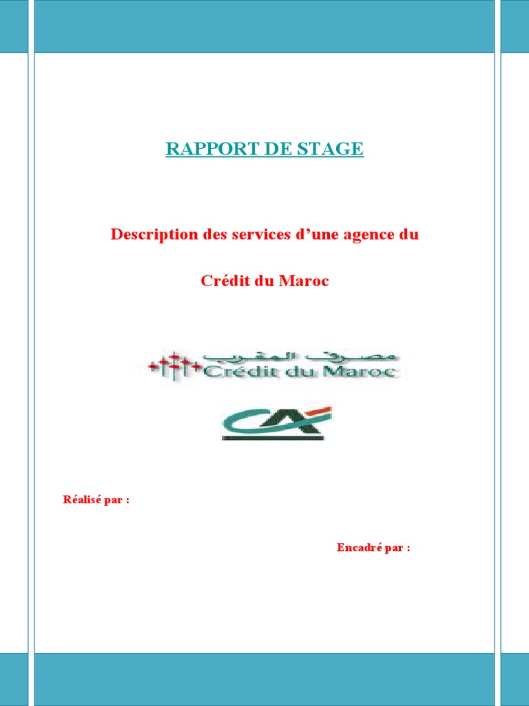 143096988 Rapport De Stage Credit Du Maroc Doc Maroc Banques
