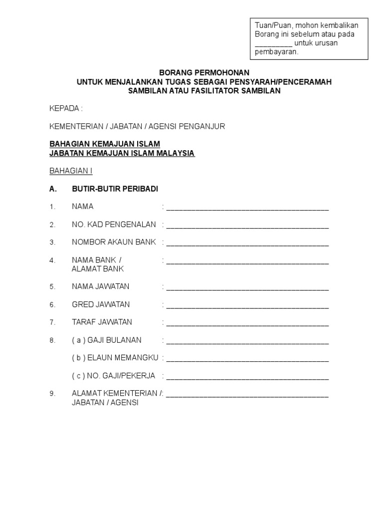 Borang Tuntutan Bayaran Penceramah Pdf