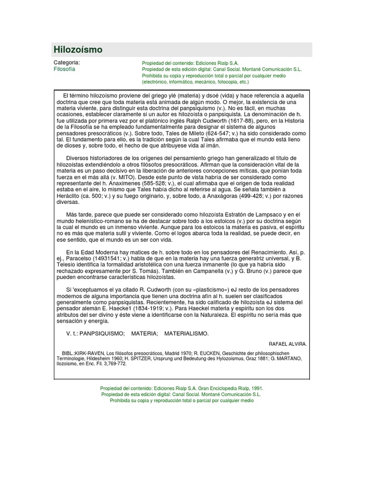 Hilozoísmo PDF Metafísica Science