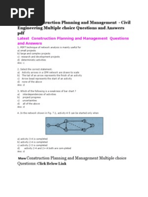 Construction Planning And Management Multiple Choice Questions Pdf Applied Mathematics Cognition