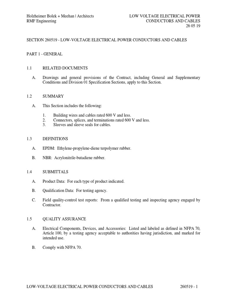 Low-Voltage Electrical Power Conductors and Cables PDF | PDF ...