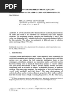 Adsorption of Chromium Ions From Aqueous Solution Using Activated Carbo-Aluminosilicate Material