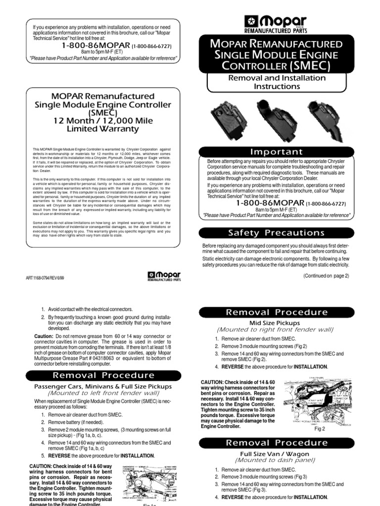 Dodge Engine Controller Module Manual - Late 1980s | Fuel Injection | Relay