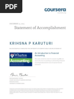 Statement of Accomplishment: Krihsna P Karuturi