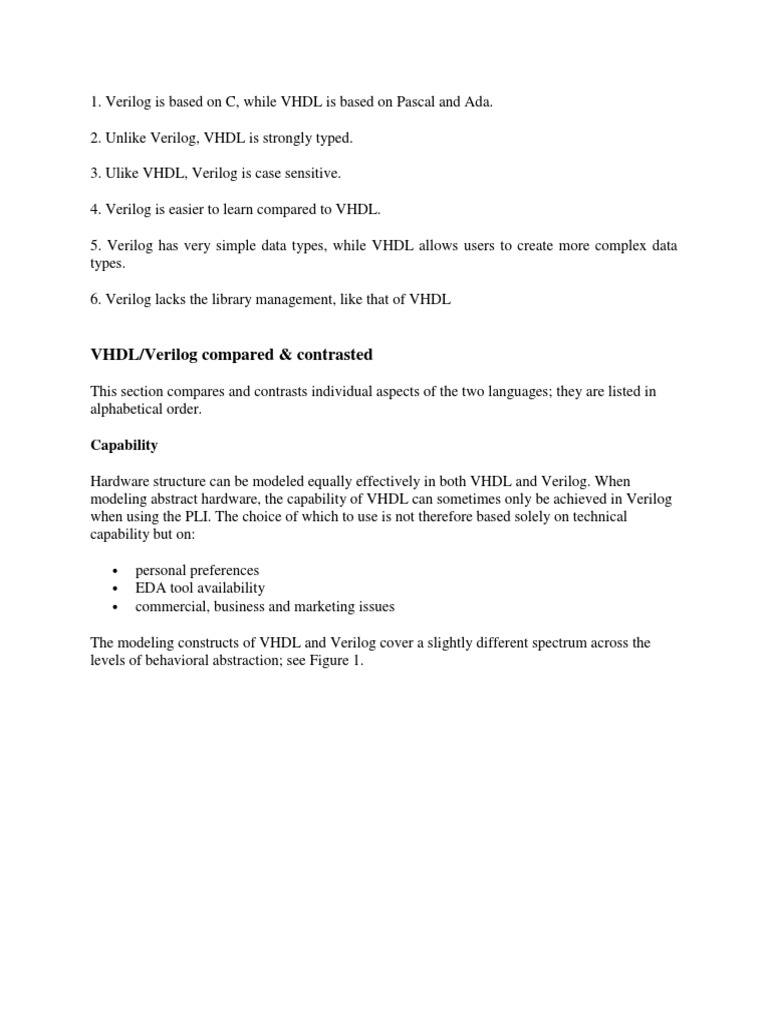 VHDL Verilog Differences | PDF | Vhdl | Hardware Description Language image.