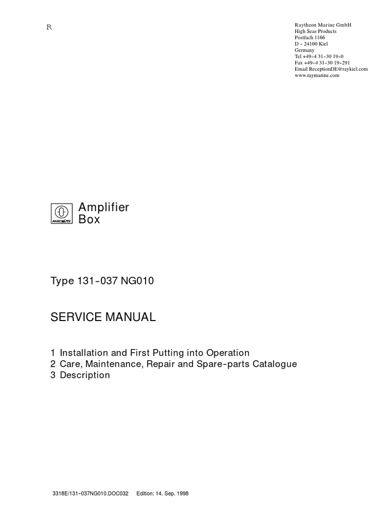 Amplifier Box Type 131 037 NG010 PDF Amplifier Power Supply