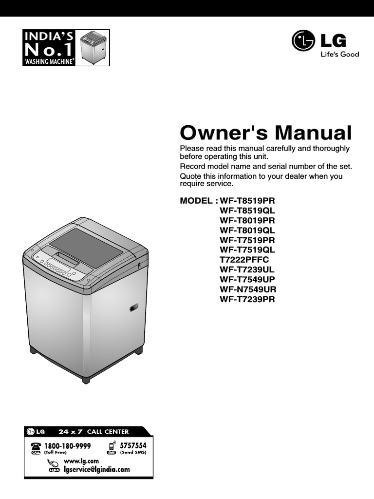 Lg Fuzzy Logic 8.2kg User Manual