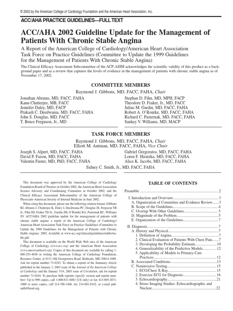 ACC/AHA 2002 Guideline Update For The Management of Chronic Stable ...