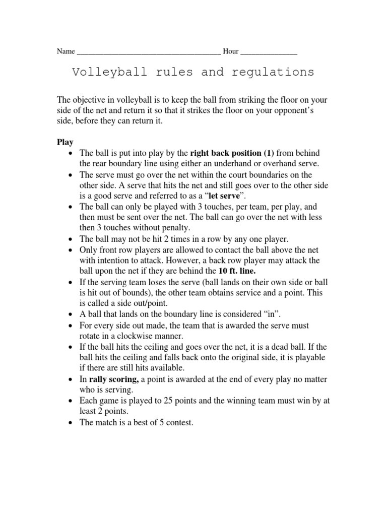 Volleyball Rules and Regulations PDF Volleyball Gaming