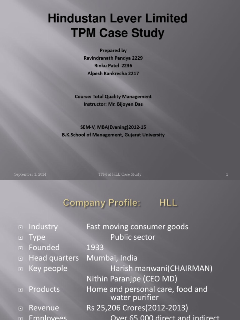 Hindustan Lever Limited PDF Quality (Business) Production And