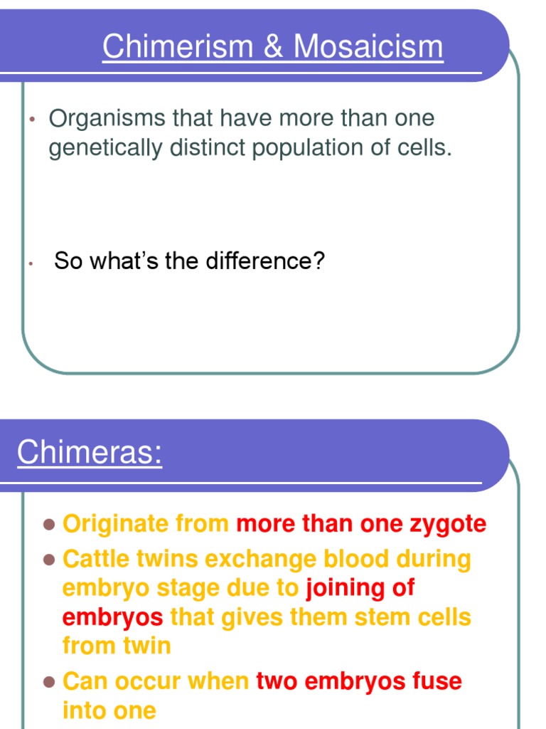 Chimerism vs. Mosaicism Explained | PDF | Social Science | Science ...