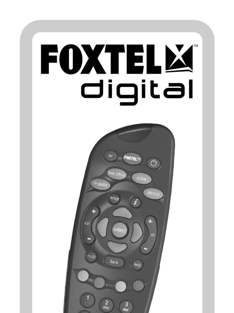 FOXTEL REMOTE CONTROL SD Instruction Manual Faq User Guide prd2