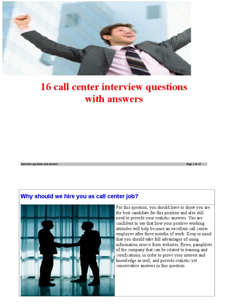 16 Callcenter Interview Questions And Answers Pdf Job Interview Interview