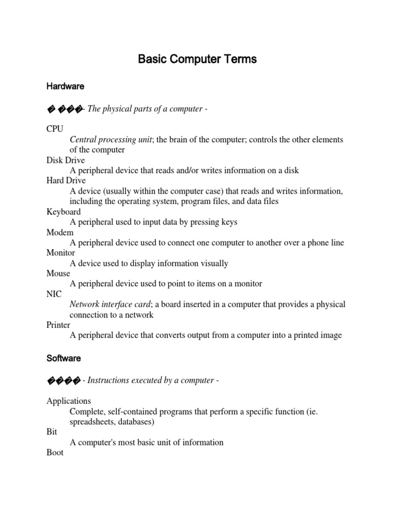 Basic Computer Terms | PDF | Computer Data Storage | Icon (Computing)