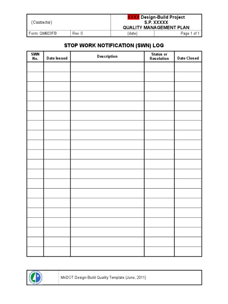Quality Management Plan for Design-Build | PDF