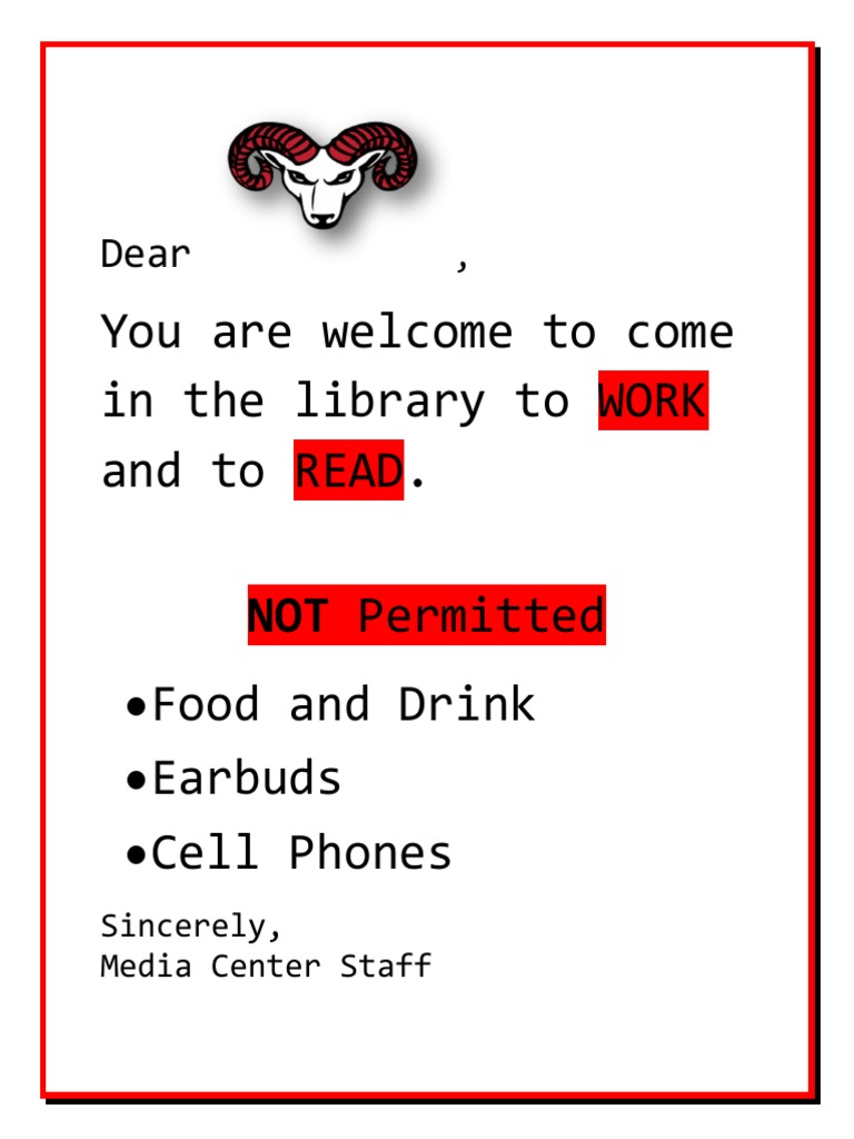 Library Rules for Work and Reading | PDF | Cooking, Food & Wine