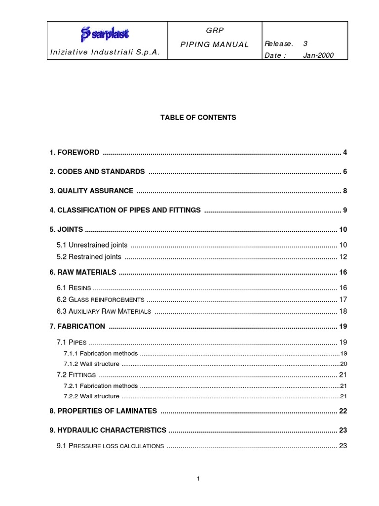 GRP Piping Manual PDF Fiberglass Pipe (Fluid Conveyance)