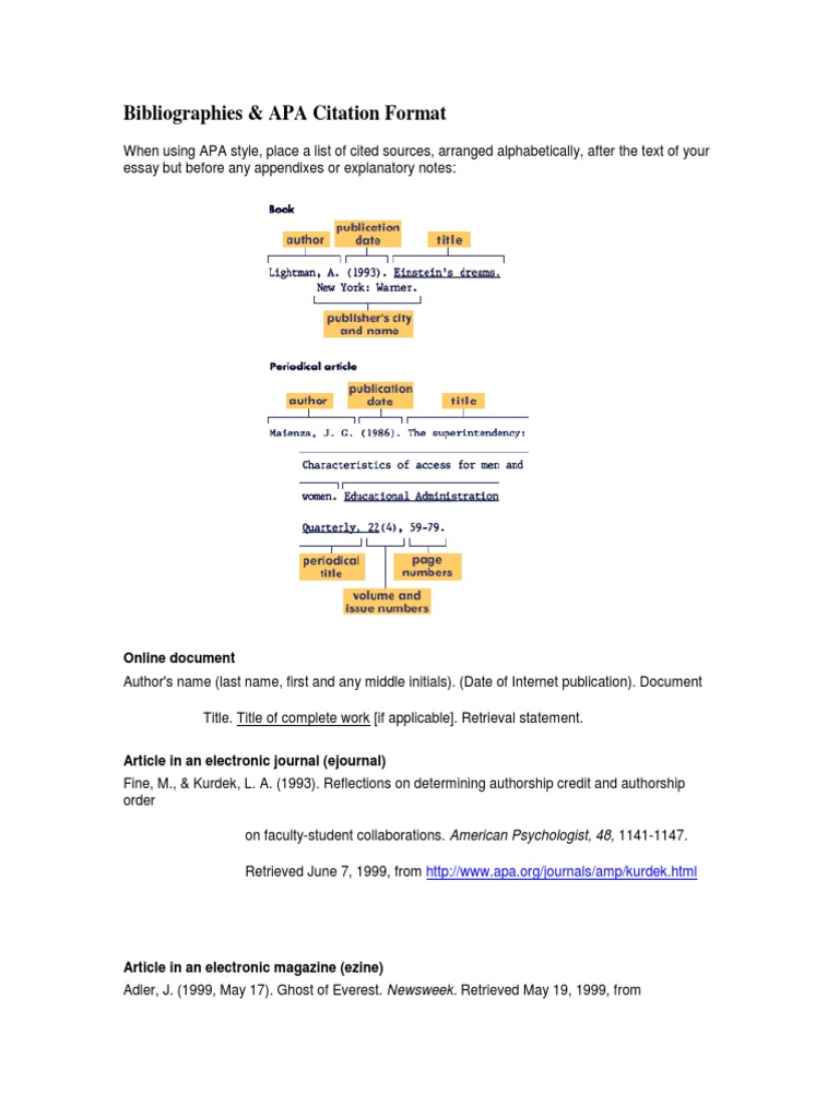 APA Citation Format Guide | PDF