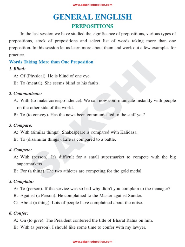 Prepositions 2 | PDF