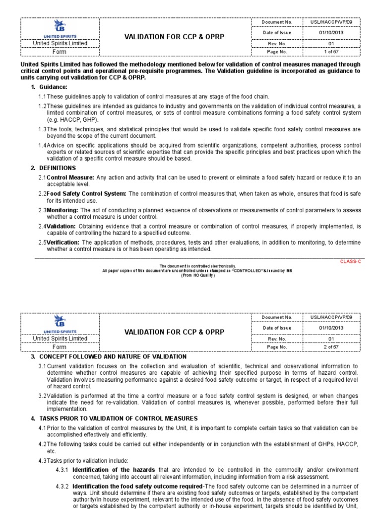09_Validation of CCP & OPRP Food Industry Malnutrition