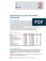 Investment Plan On Track With Healthy Sales Growth: Q3 2013 Highlights