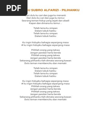 Lirik Lagu Subro Alfarizi