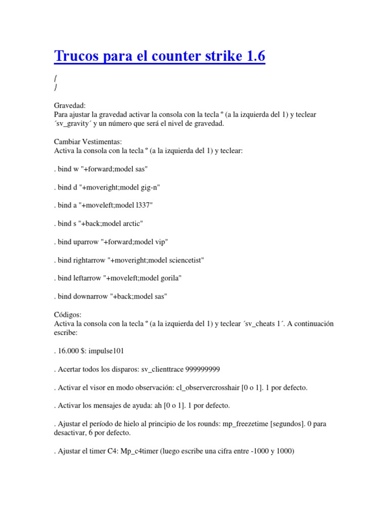Trucos para el counter strike 1 6 pdf pdf ocio conflicto armado