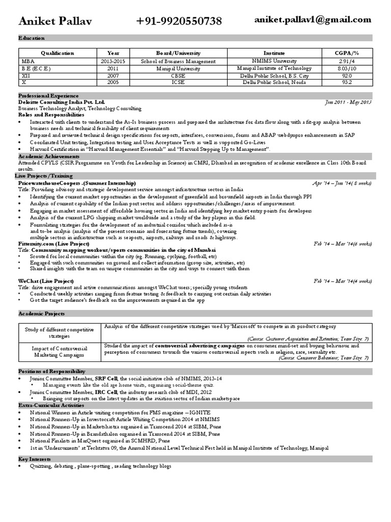 Aniket Work CV | Download Free PDF | We Chat | Community