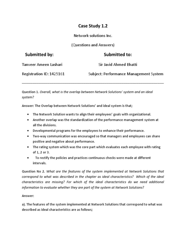 Performance Management at Network Solutions | PDF | Performance ...