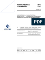 Ntc1377 - Elaboracion y Curado de Especimenes de Concreto para Ensayos