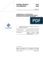 Ntc3692-Metodo de Ensayo Para Medir El Numero de Rebote Del Concreto Endurecido