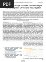 Analysis of Change in Intake Manifold Length and Development of Variable Intake System