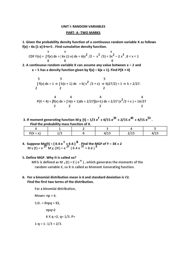 Unit 1 03 Probability Density Function Probability Distribution