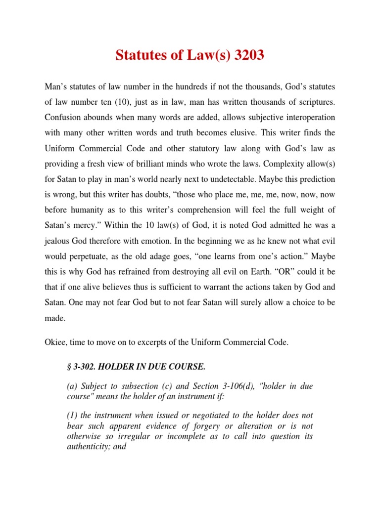 Statutes of Law 3203 PDF Security Interest Civil Law Law)