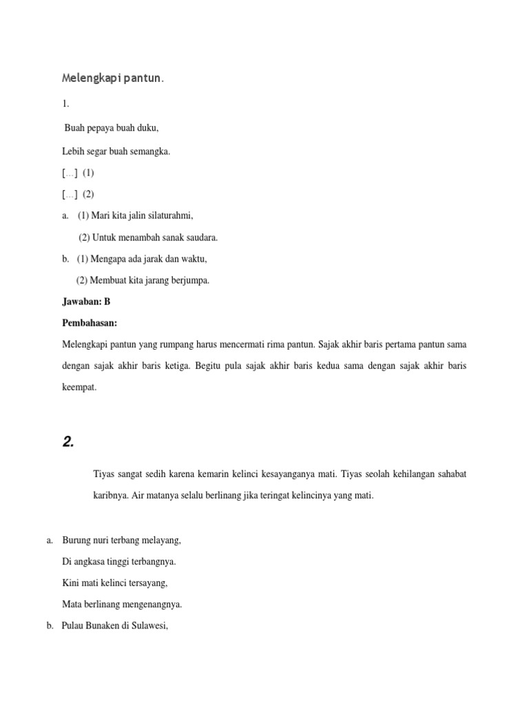 Contoh Soal Melengkapi Larik Puisi Baru PDF