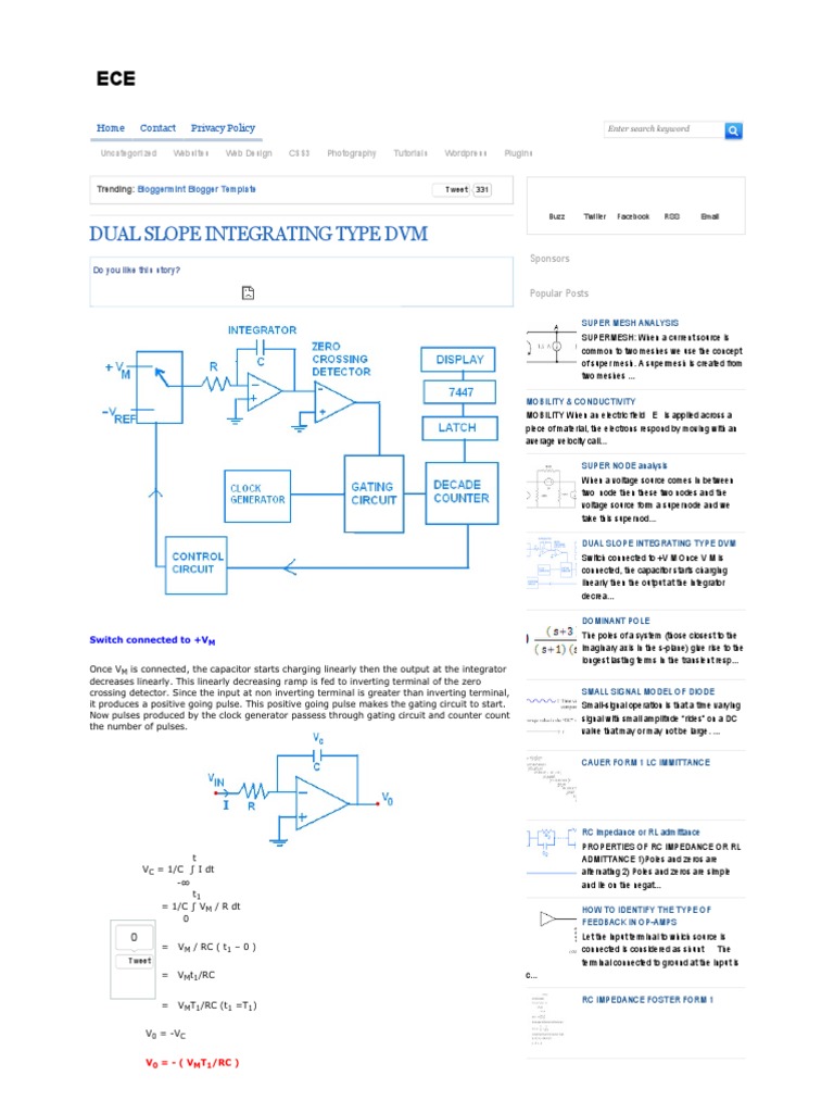 Dual Slope Integrating DVM Guide | PDF | Capacitor | Electrical Impedance