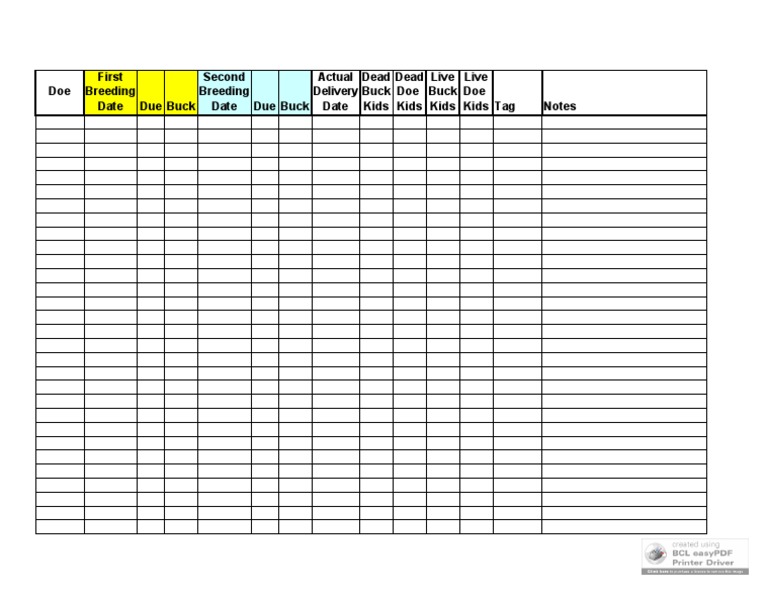 Goat Breeding and Delivery Log | PDF