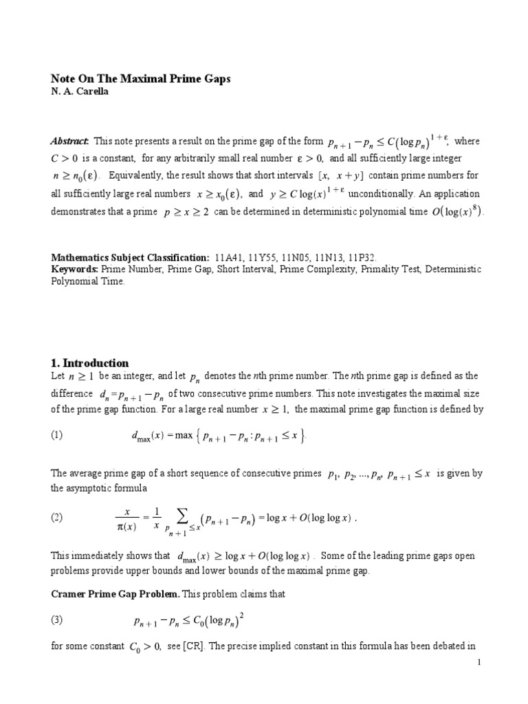 Prime Gaps Pdf Prime Number Time Complexity